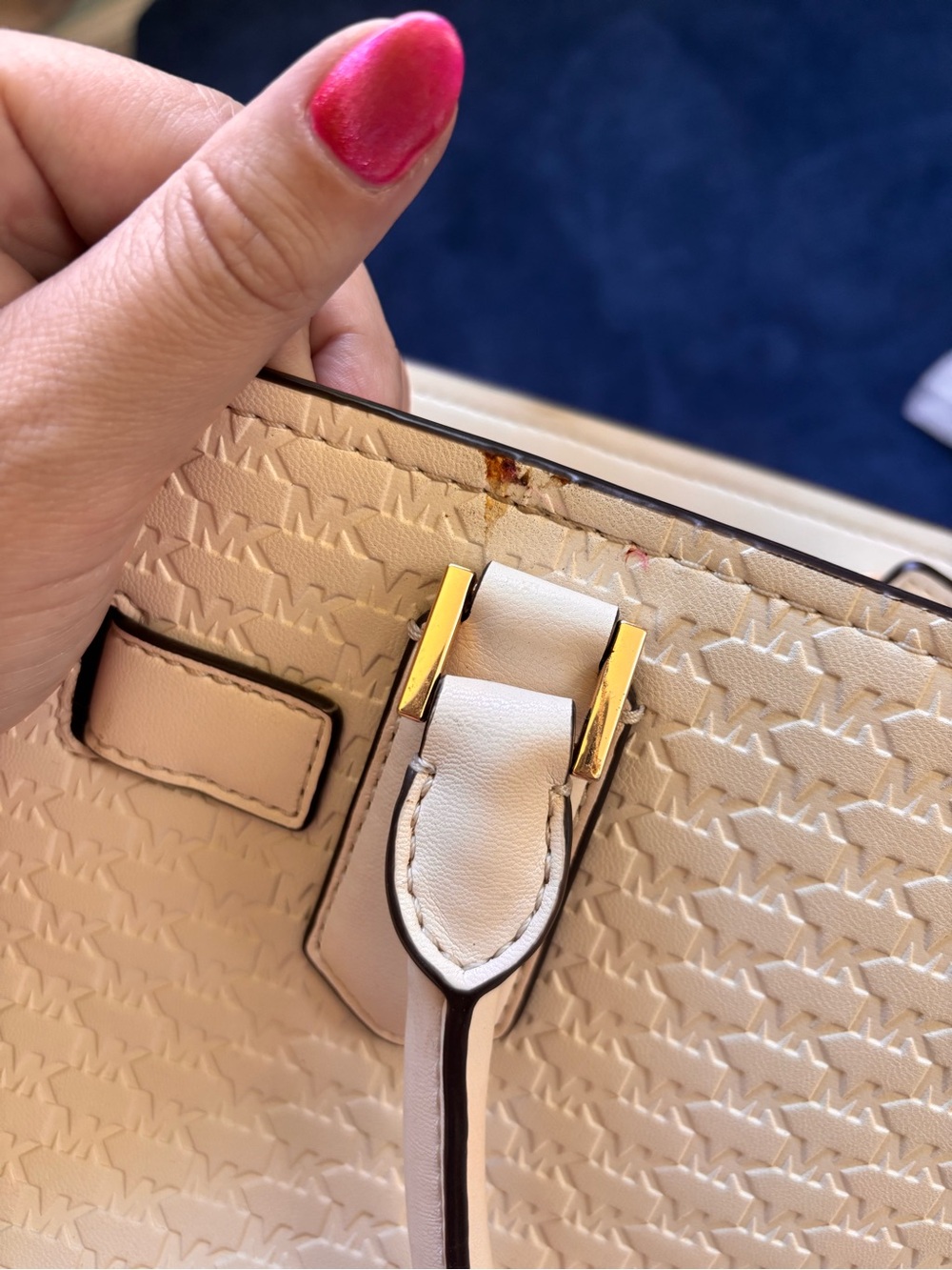Michael Kors White and Brown Logo Stripe Satchel - Picture 4 of 5